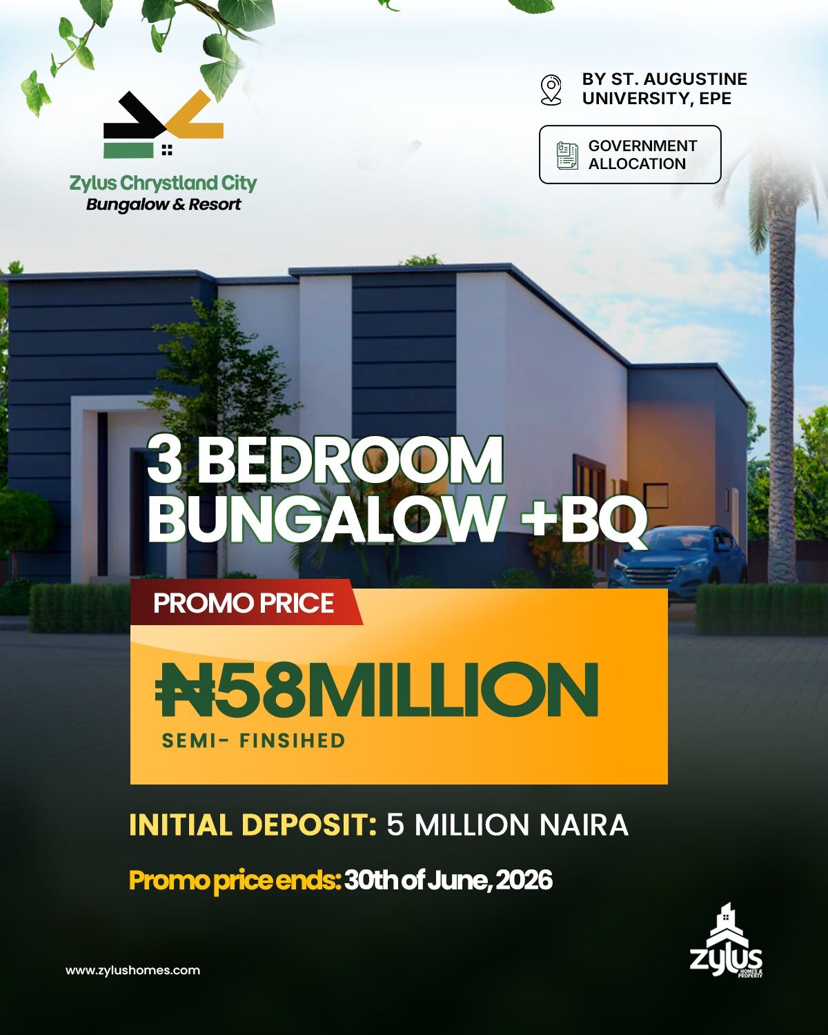 ✅ SEMI FINISHED 3 BEDROOM BUNGALOW + BQ - N58 MILLION.